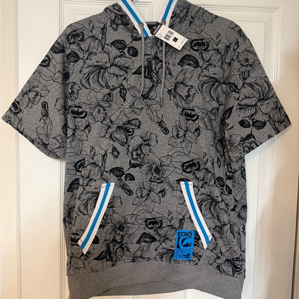Ecko Unlimited Gray Hoodie with Black Floral Design